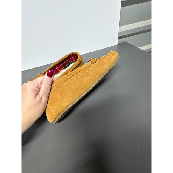 Old Friend Footwear "Kelly" Suede Leather Moccasin Slippers 11 M Faux Fur Lined - Picture 10 of 11